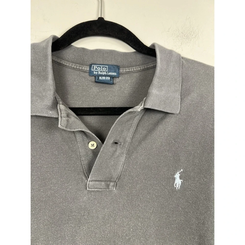 Polo Ralph Lauren Gray Polo Shirt‎ XL 18-20 100% Cotton Short Sleeve Pony Logo